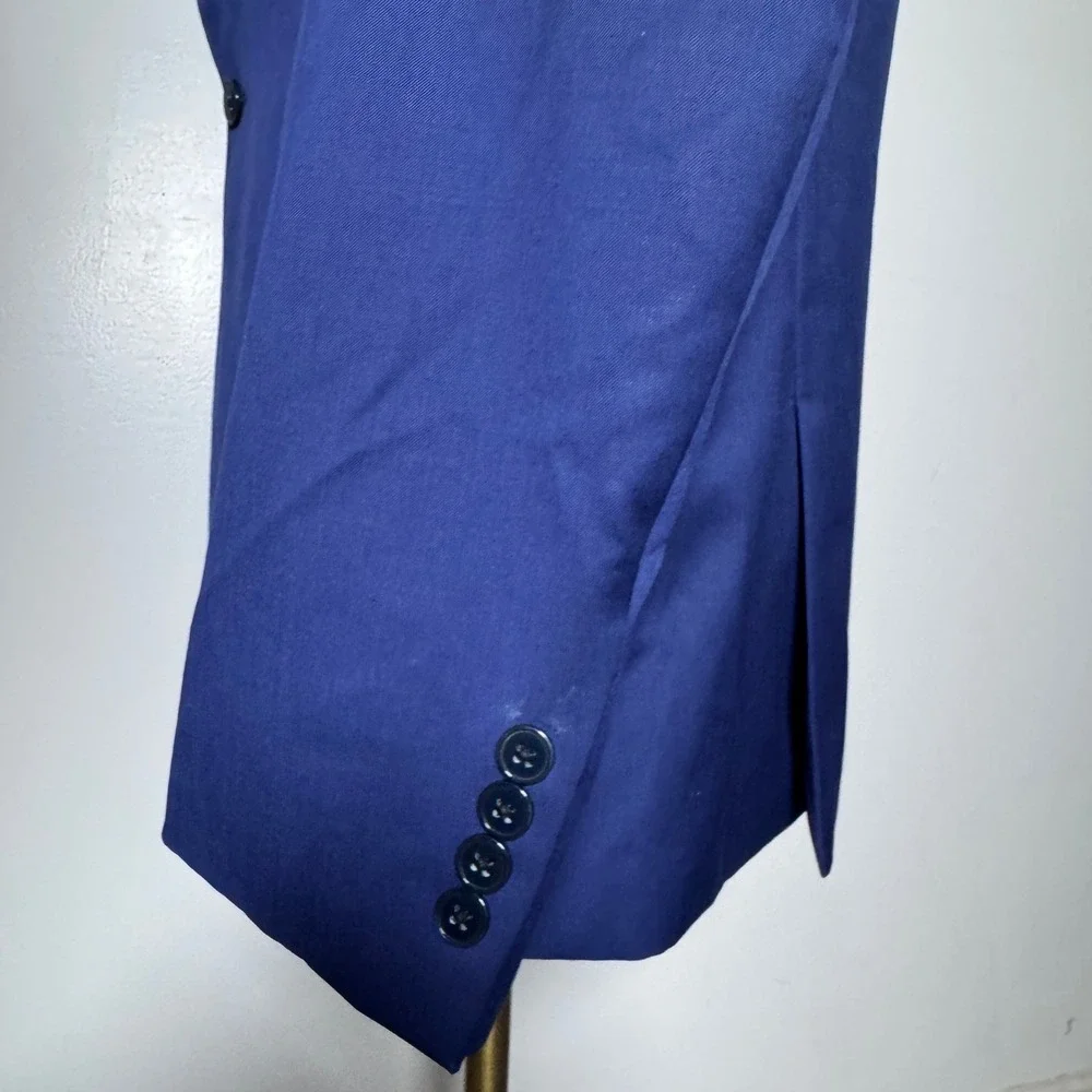 Calvin Klein Suit Mens 40S 32W Blue Solid Slim Fit Two Button Notch Lapel